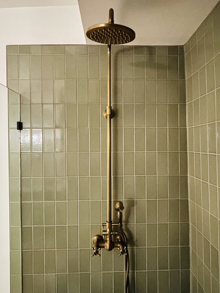 Brass rain shower via Matriarchy Build