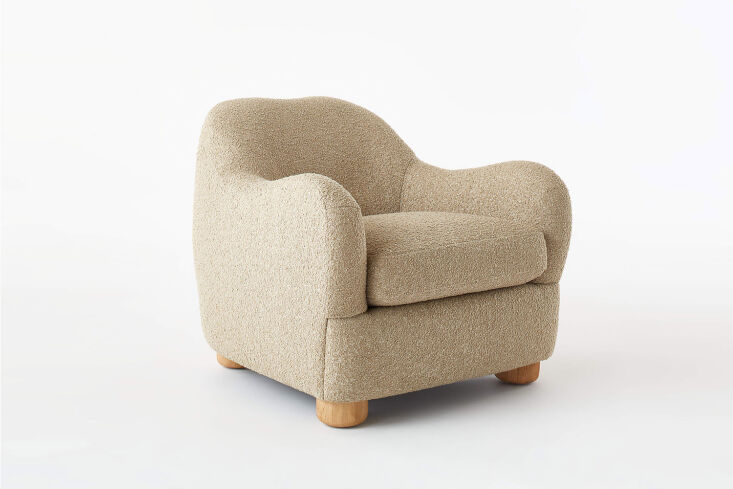 cb2 bacio camel boucle lounge chair ross cassidy 9