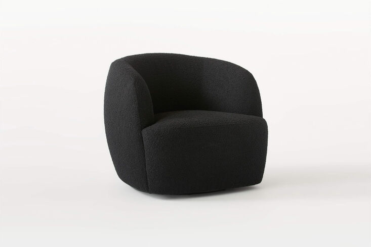 gwyneth black boucle swivel chair goop cb2 7