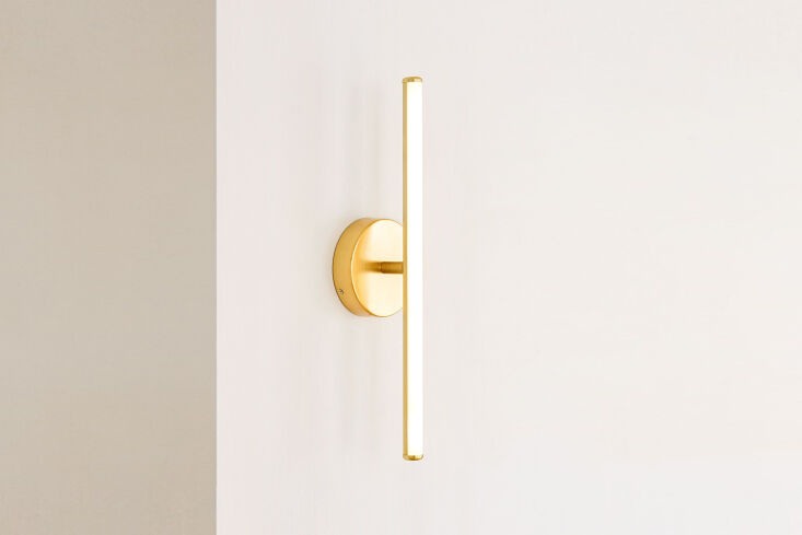 west elm light rods led sconce antique brass 9