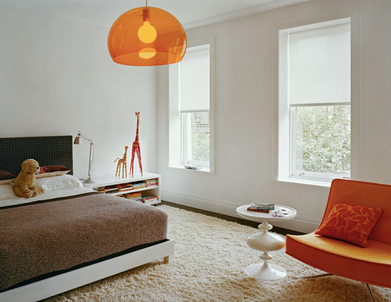 Bold orange bedroom: 'Calypso Orange' by Benjamin Moore