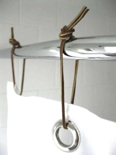 DIY: Leather Shower Curtain Rings - Remodelista
