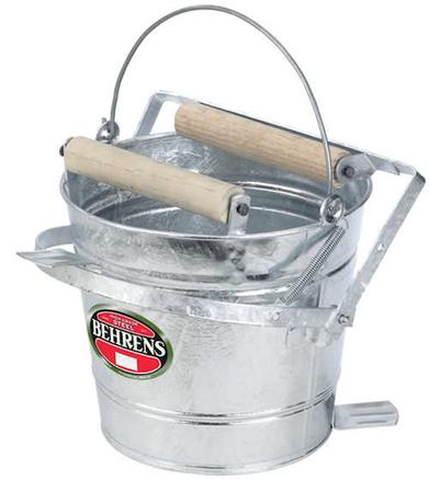 Vintage White Mop Wringer Co. Galvanized Mopping Bucket - antiques