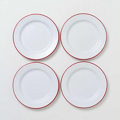 Falcon White Enamelware Plates Set of 4