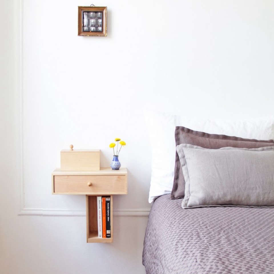 Floating bedside online shelves