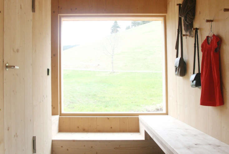 entry closet wood paneling german rental house