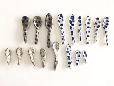 Handmade Pottery Tiny Ceramic Spoons for Salt, Spices, Honey, Condiments,  or Display 