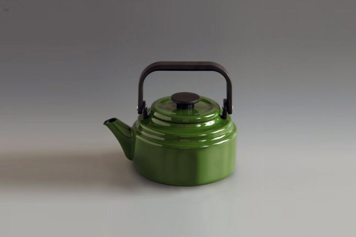 the japanese enamel kettle in green is £75 from english retailer labour an 17