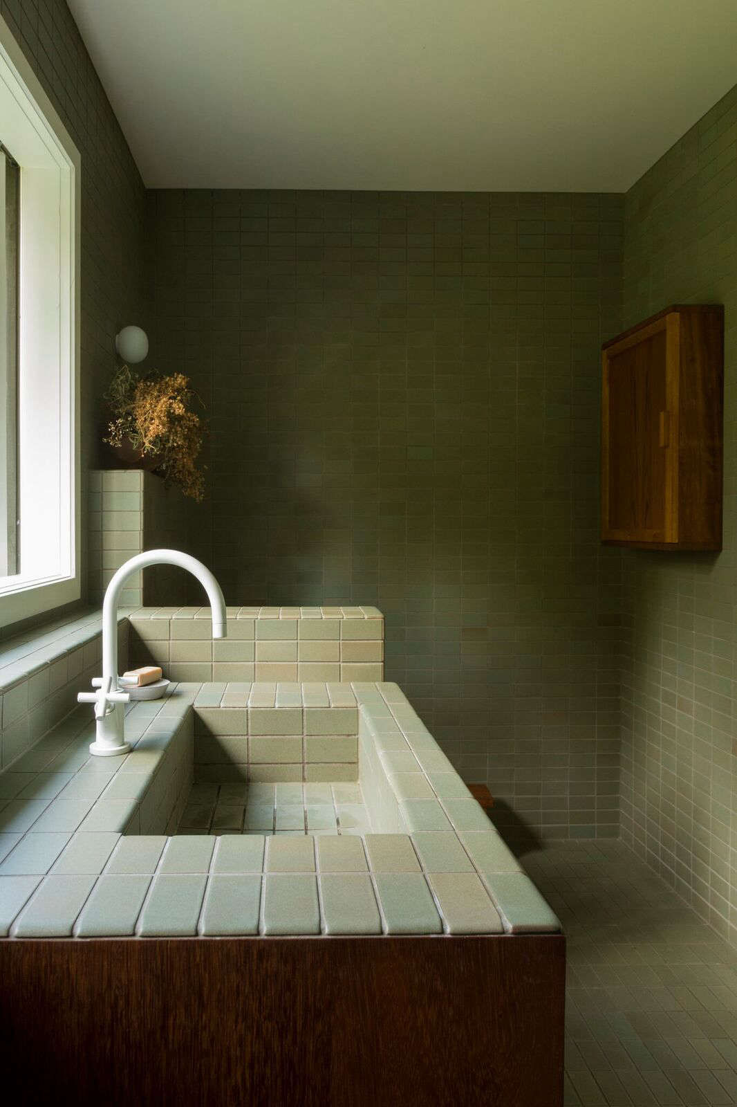 Bathroom of the Week: Two Bath Remodels with Bold Green Tile in Auckland - Remodelista