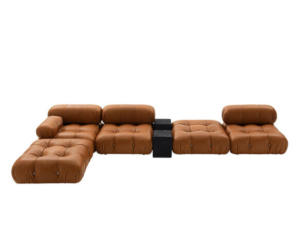 Neiman-Marcus Three Piece Tufted Leather Sectional Sofa at 1stDibs
