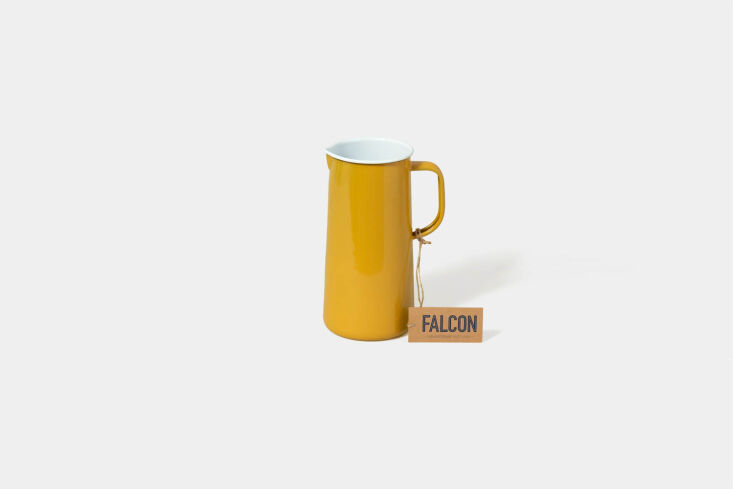 the falcon enamelware three pint jug in mustard yellow is \$53. 30