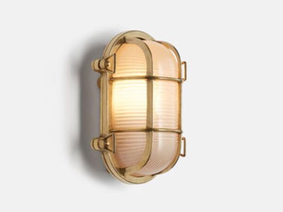 Brass Oval Caged Bulkhead Ship Light •