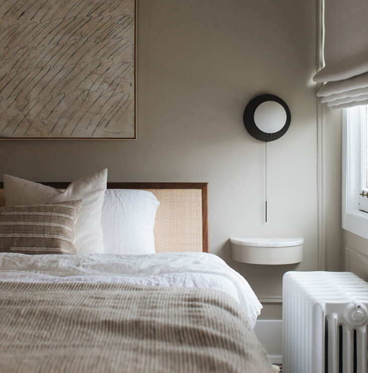 a serene chicago bedroom by pernille, who designed the custom floating semicirc 17