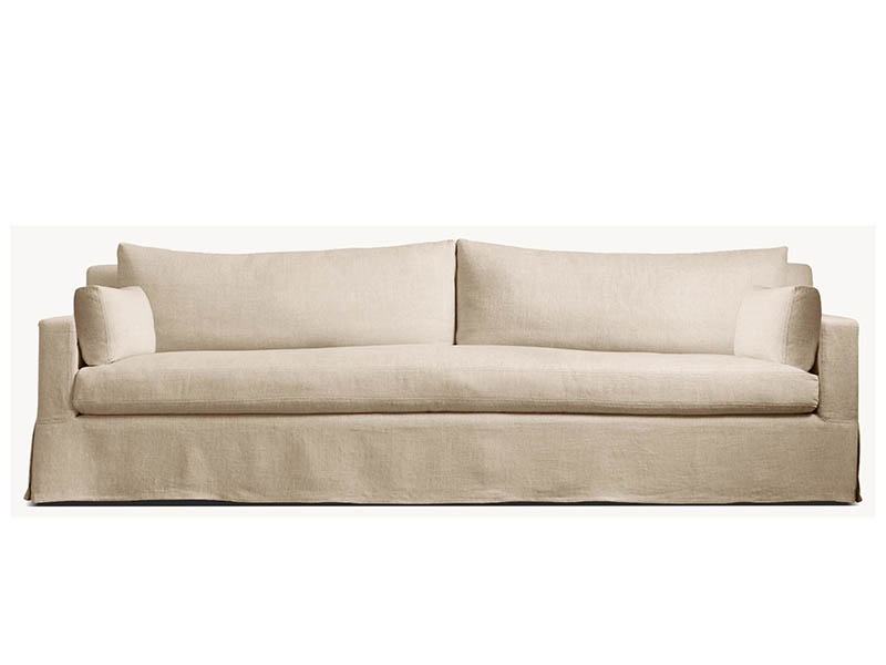 Belgian Track Arm Slipcovered Bench Seat Sofa