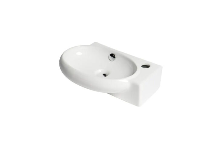 the alfi brand small wall mounted ceramic sink is about \16 by \10 inches; \$\1 24