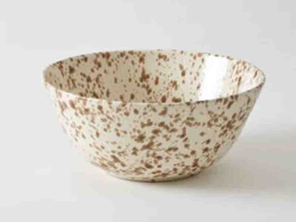 brown on cream splatterware 14.5 inch serving bowl 13