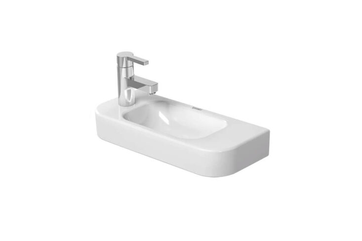 the duravit happy d.\2 ceramic wall mounted bathroom sink is long (\19.6 inches 21