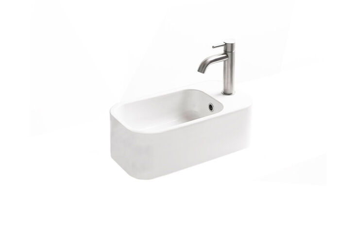 the ws collections cosa mini ceramic bathroom sink is about \19 by \10 inches;  27