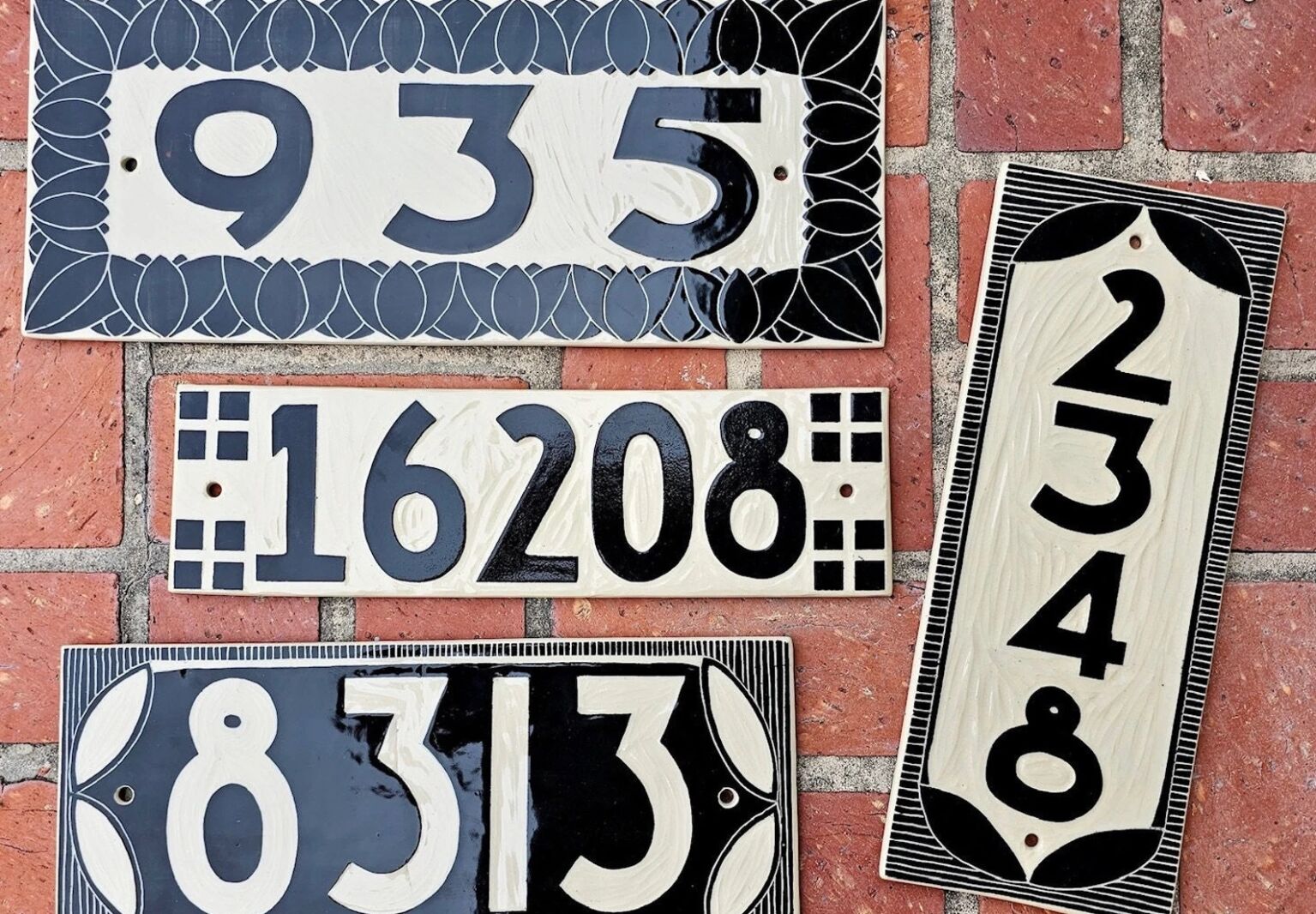 sfgraffito house numbers depauw pottery etsy  