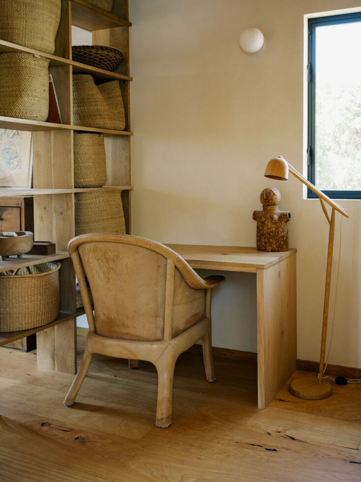 a vintage chair and beautiful wood floor lamp by summer studio elevates the dre 31