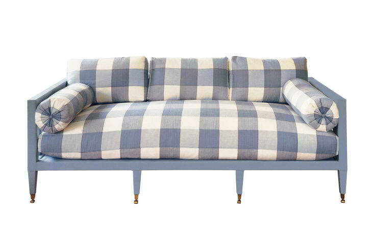 from interior designer beata heuman, the frame sofa is shown in a mid blue ging 21