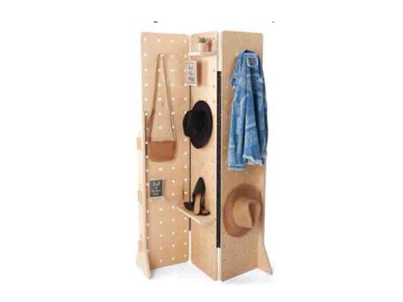 collapsible pegboard shelving display 14