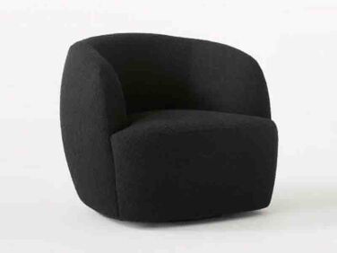 gwyneth black boucle swivel chair goop cb2   1 376x282