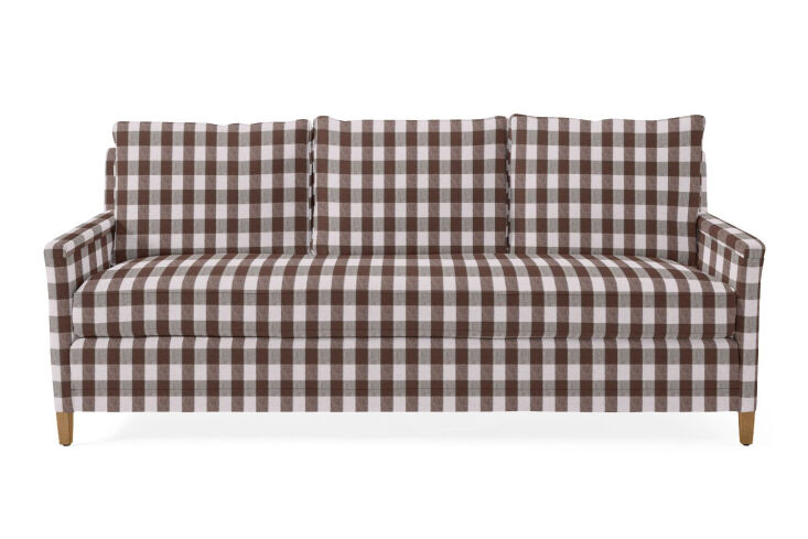 the serena & lily spruce street sofa in gingham earth linen is one of a few 24
