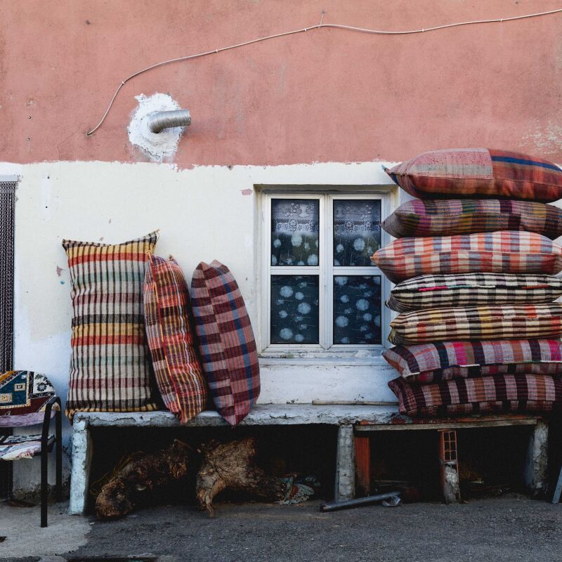 studio augustin cushions made from vintage portuguese grain sacks shot in miranda do douro portugual joe hunt photo 1  