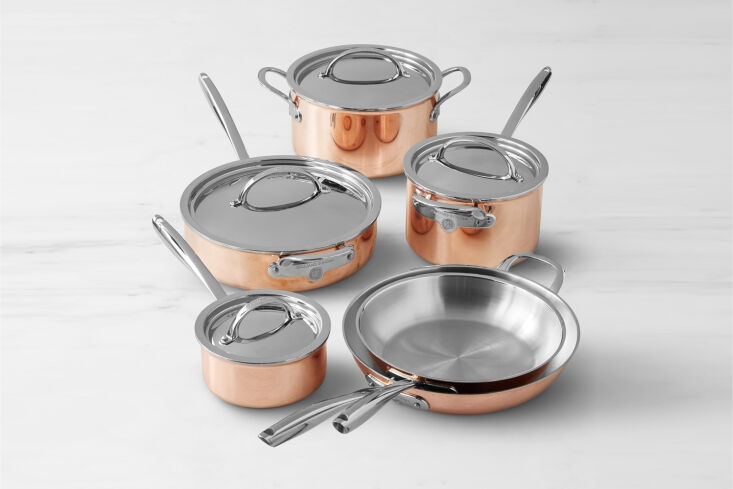 the williams sonoma thermo clad copper \10 piece cookware set was designed in p 27