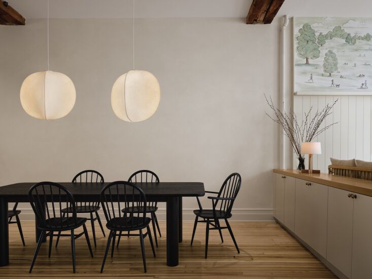 the minimalist but warm dining area. two mori nut pendant lights by rbw are sus 21