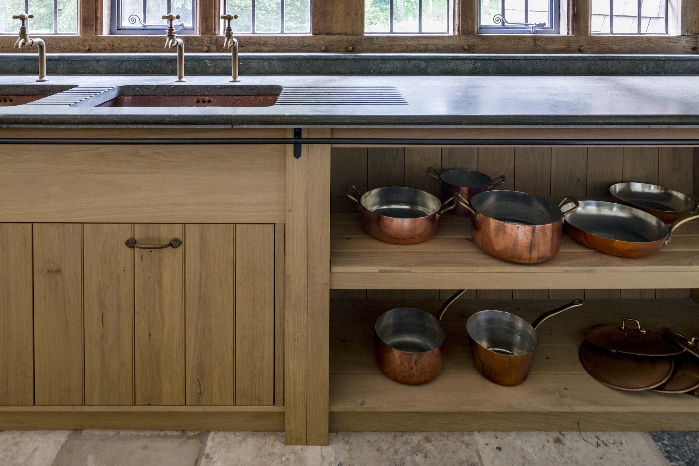 the under the sink cabinets hold built in trash bins. &#8\2\20;from start t 21