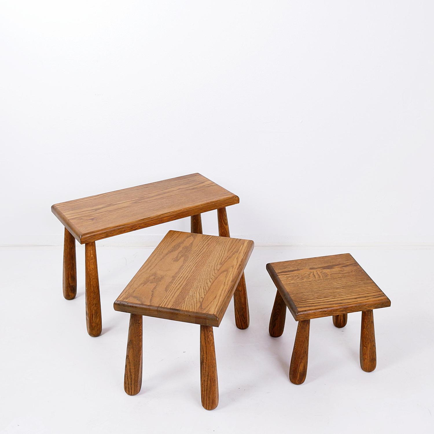 a trio of brutalist oak nesting tables from the \1960s is \$5\15 from sturtz ju 21