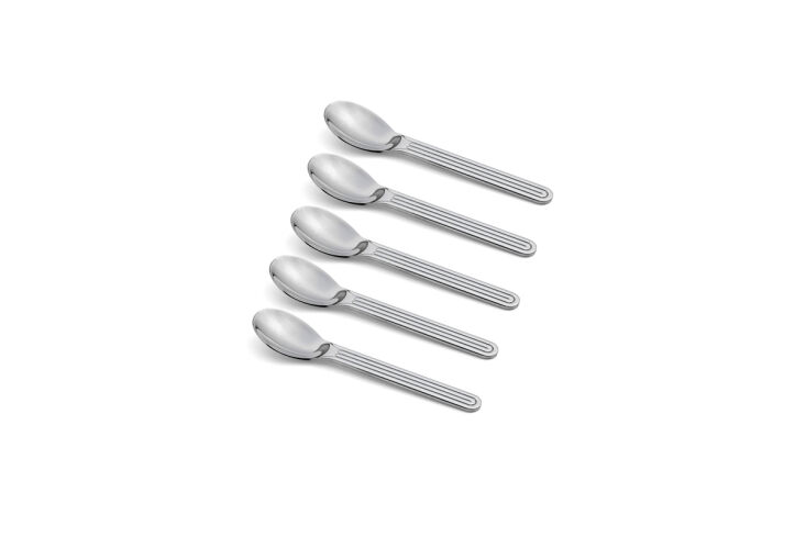 the flatware is a mix of two hay designs: everyday and sunday. the stainless st 24