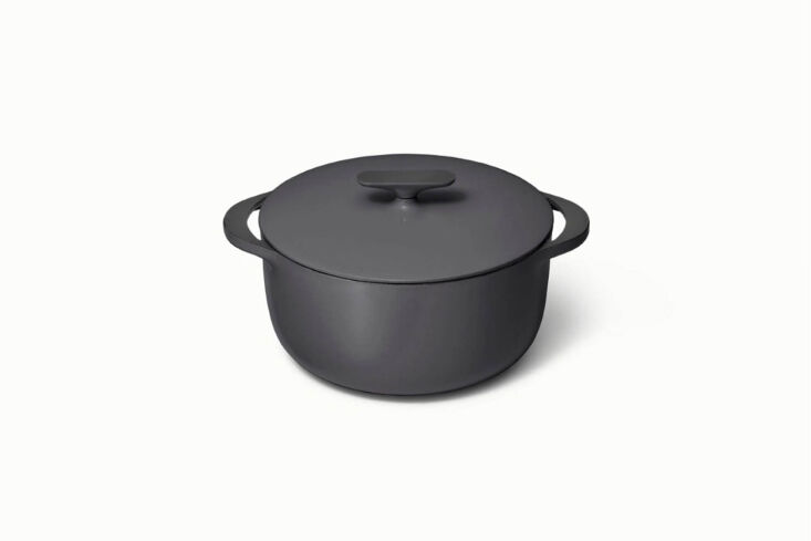 the caraway enameled cast iron dutch oven comes in a range of muted neutral hue 22