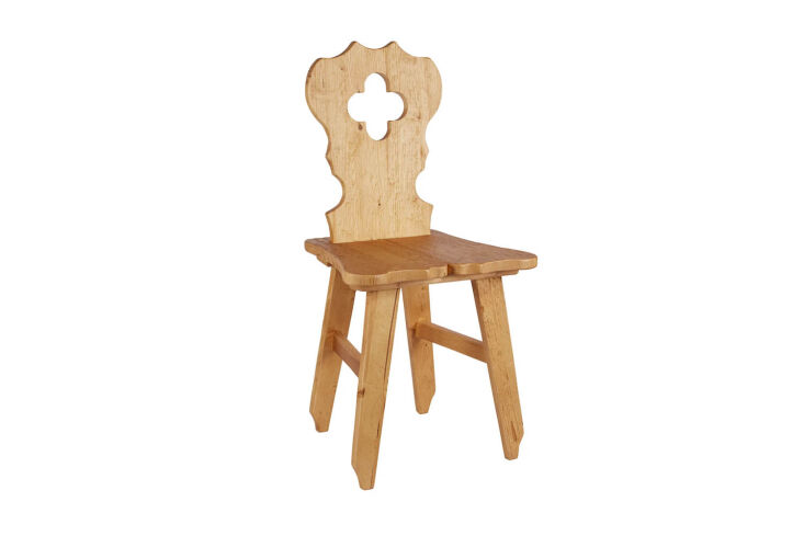 the etú home tyrolean accent chair is handmade from reclaimed pine for \$5 20