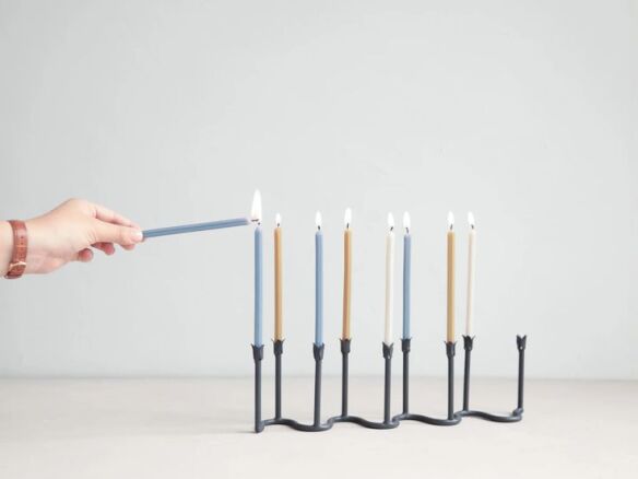 floral society beacon menorah and hanukkah candle set  