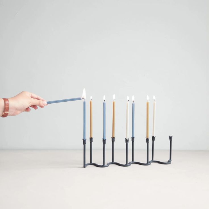 floral society beacon menorah and hanukkah candle set