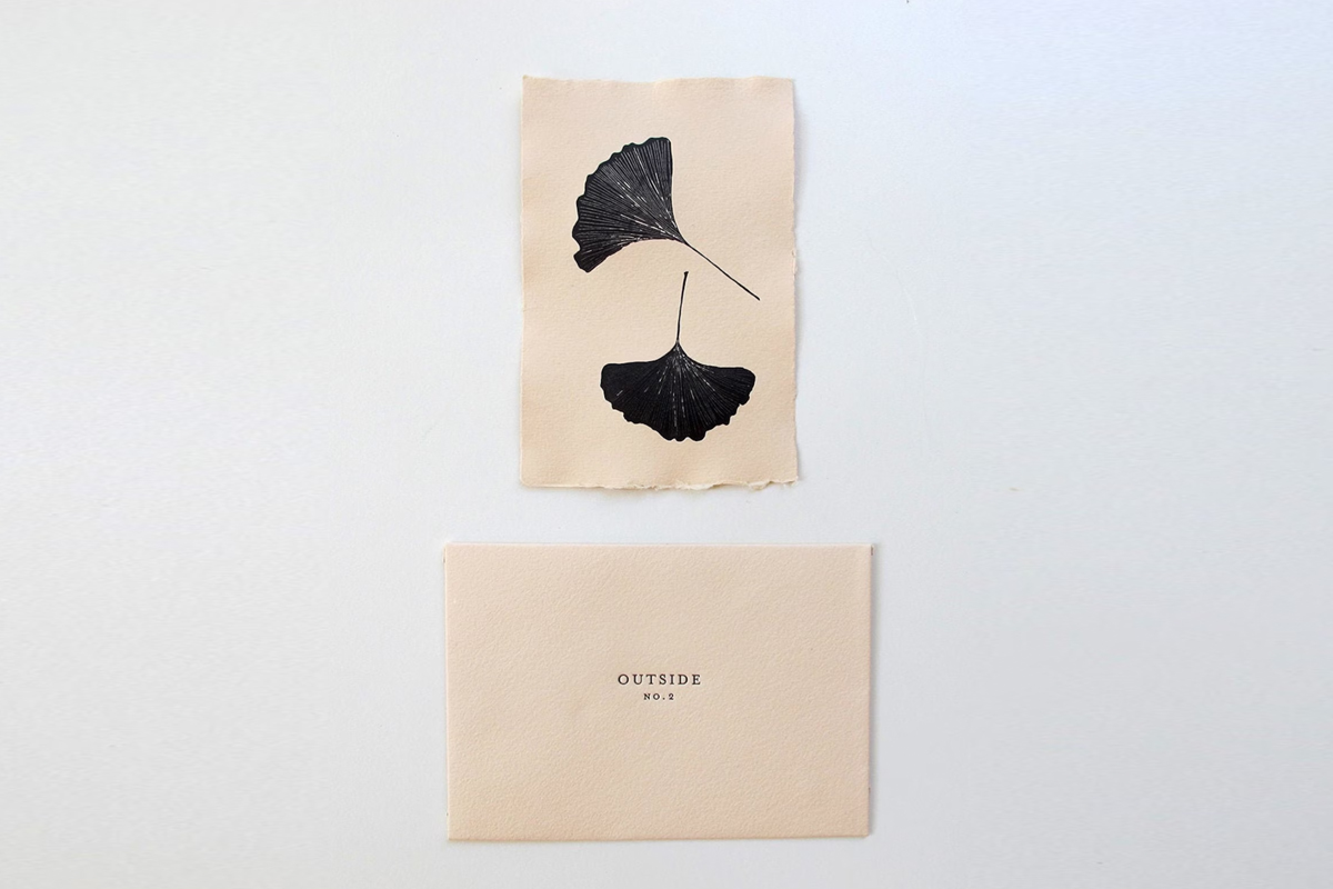 gingko leaves print brown parcel press