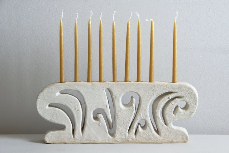  Every year, Ariela Nomi Kuh of ANK Studios in Portland, Maine, makes a collection of one-of-a-kind, hand-carved stoneware menorahs. Her creations sell out fast, but if you follow her @a_n_k_ceramics and get on her list, you’ll receive alerts when a new batch debuts. This one, Menorah No. 3 Bleached Pumice,\$3\25, is finished with a &#8\2\20;white crater glaze.&#8\2\2\1;