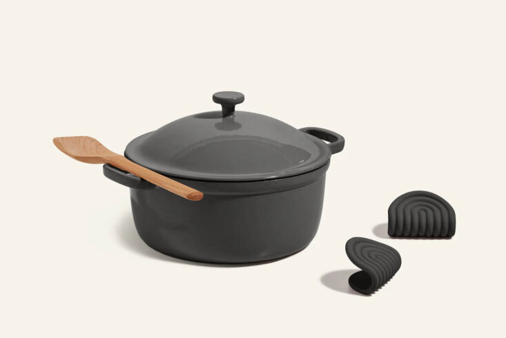 from our place, the cast iron perfect pot is designed for deep frying, bread ba 20