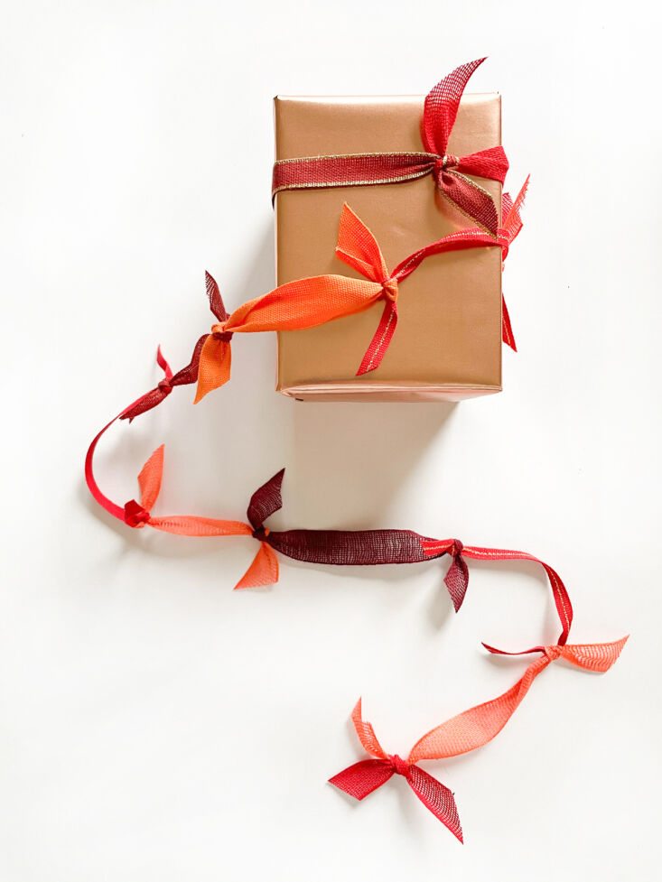 got leftover too short ribbon pieces? simply use a square knot to tie them all  18