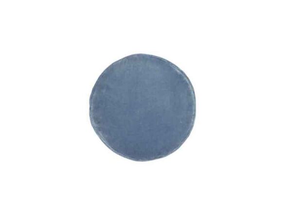 dusty blue velvet penny round cushion 13